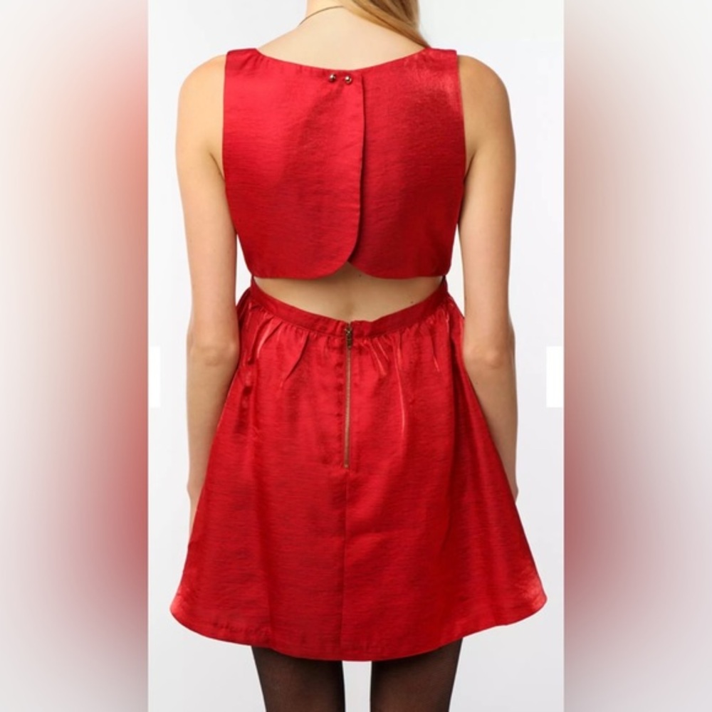 Urban Outfitters Lucca Couture Metallic Red Short Dress Cutout Small - Picture 2 of 13